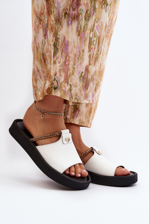 Zazoo 2896 Pantofole da donna Pelle Colore bianco Zazoo 2896 Pantofole da donna Pelle Colore bianco