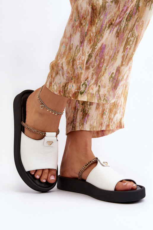 Zazoo 2896 Pantofole da donna Pelle Colore bianco Zazoo 2896 Pantofole da donna Pelle Colore bianco