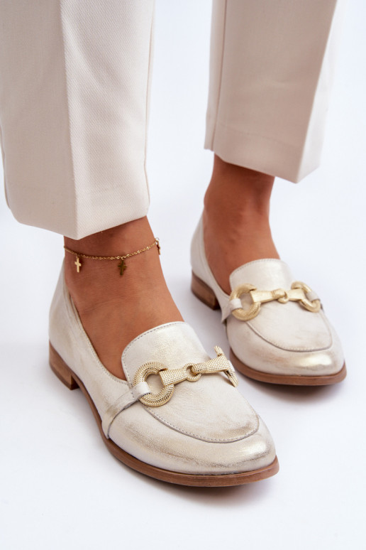 Zazoo 2880 Femminile Mocassini Pelle con ornamenti colore dorato Zazoo 2880 Femminile Mocassini Pelle con ornamenti colore dorato