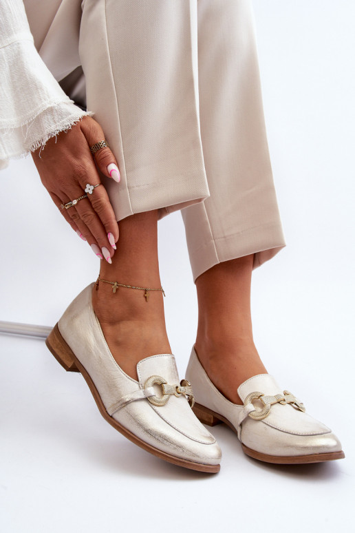 Zazoo 2880 Femminile Mocassini Pelle con ornamenti colore dorato Zazoo 2880 Femminile Mocassini Pelle con ornamenti colore dorato