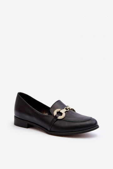 Zazoo 2880 Mocassini in pelle da donna con ornamenti neri