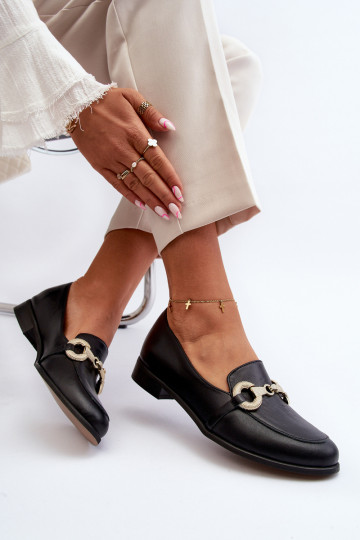 Zazoo 2880 Mocassini in pelle da donna con ornamenti neri 2