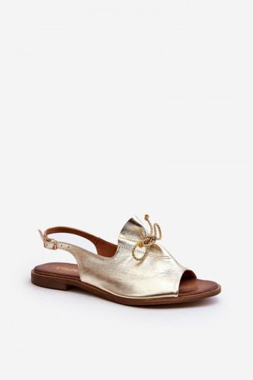 Zazoo 2898 Sandali in pelle a suola piatta color oro