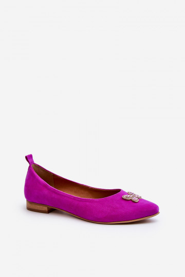Zazoo 2887 Ballerine in suede con decorazioni a farfalla rosa 2