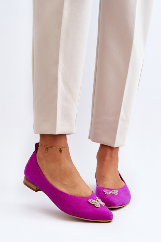 Zazoo 2887 Ballerine in camoscio Con decorazioni Farfallem colore rosa Zazoo 2887 Ballerine in camoscio Con decorazioni Farfallem colore rosa