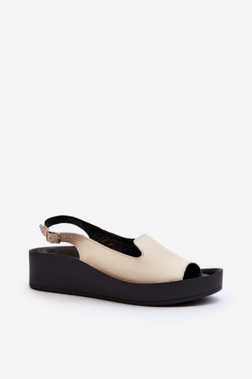 Zazoo 2893 sandali in pelle da donna con suola spessa, color avorio