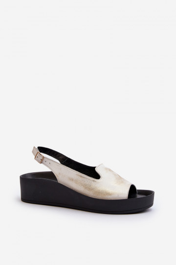 Zazoo 2893 sandali in pelle da donna con suola spessa, color oro invecchiato