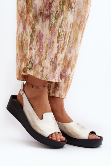 Zazoo 2893 sandali in pelle da donna con suola spessa, color oro invecchiato 2