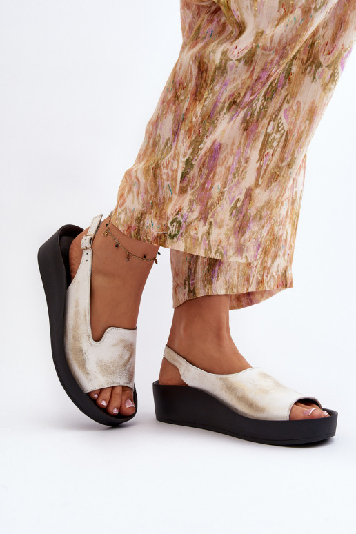 Zazoo 2893 Sandali da donna Pelle na Spessoj PodeszAie colore dorato Przecierany Zazoo 2893 Sandali da donna Pelle na Spessoj PodeszAie colore dorato Przecierany