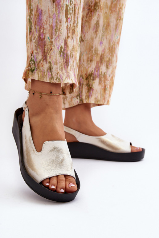 Zazoo 2893 Sandali da donna Pelle na Spessoj PodeszAie colore dorato Przecierany Zazoo 2893 Sandali da donna Pelle na Spessoj PodeszAie colore dorato Przecierany