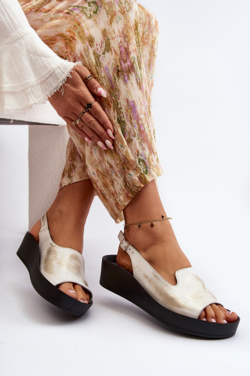 Zazoo 2893 Sandali da donna Pelle na Spessoj PodeszAie colore dorato Przecierany Zazoo 2893 Sandali da donna Pelle na Spessoj PodeszAie colore dorato Przecierany