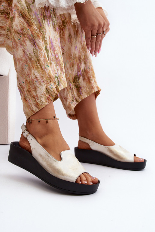 Zazoo 2893 Sandali da donna Pelle na Spessoj PodeszAie colore dorato Przecierany Zazoo 2893 Sandali da donna Pelle na Spessoj PodeszAie colore dorato Przecierany