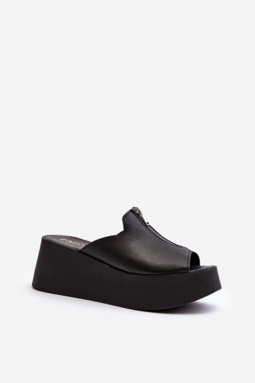 Zazoo 2916 Femminile Pantofole con una piattaforma con cerniere colore nero