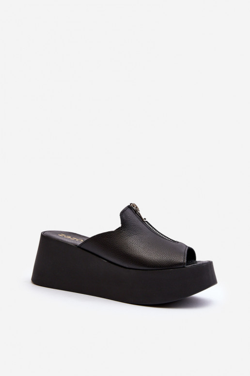 Zazoo 2916 Femminile Pantofole con una piattaforma con cerniere colore nero Zazoo 2916 Femminile Pantofole con una piattaforma con cerniere colore nero