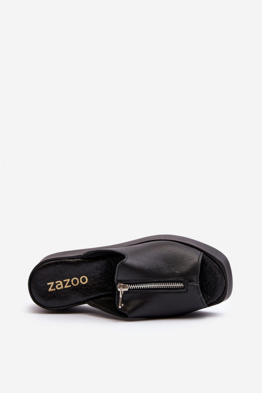 Zazoo 2916 Femminile Pantofole con una piattaforma con cerniere colore nero Zazoo 2916 Femminile Pantofole con una piattaforma con cerniere colore nero