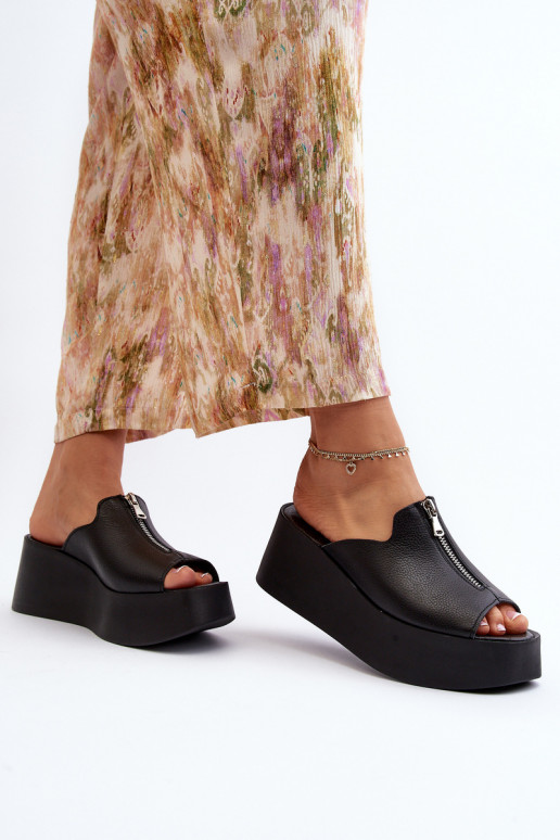 Zazoo 2916 Femminile Pantofole con una piattaforma con cerniere colore nero Zazoo 2916 Femminile Pantofole con una piattaforma con cerniere colore nero