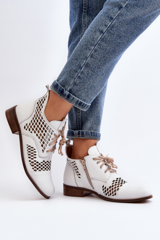 Zazoo 2704 Pelle Stivali traforati Colore bianco Zazoo 2704 Pelle Stivali traforati Colore bianco