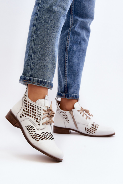 Zazoo 2704 Pelle Stivali traforati Colore bianco Zazoo 2704 Pelle Stivali traforati Colore bianco