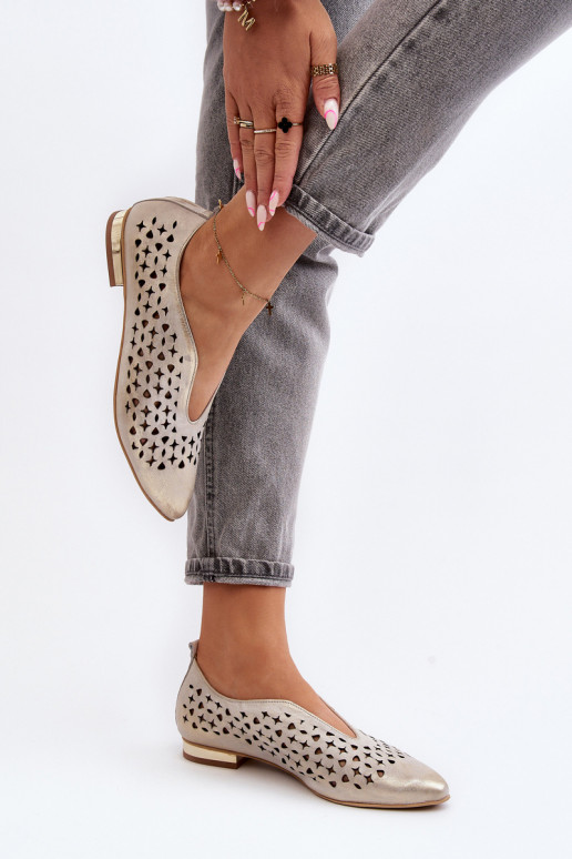 Zazoo 2883 Ballerine traforate Realizzato in pelle naturale colore dorato Zazoo 2883 Ballerine traforate Realizzato in pelle naturale colore dorato