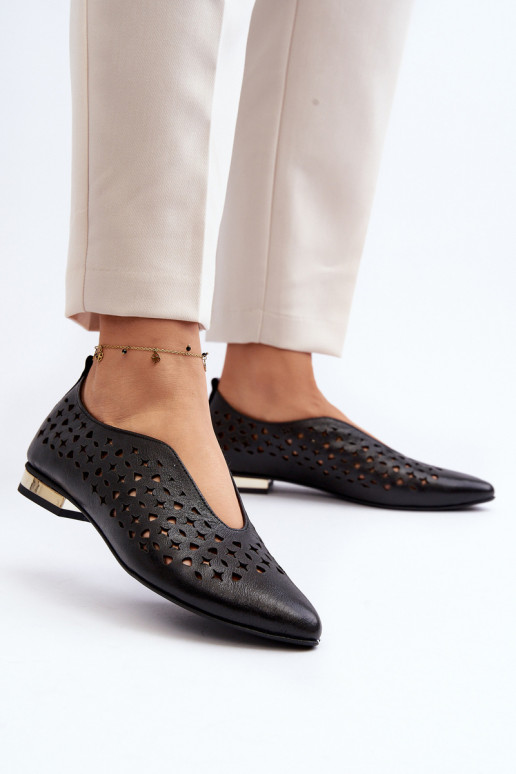 Zazoo 2883 Ballerine traforate Realizzato in pelle naturale colore nero Zazoo 2883 Ballerine traforate Realizzato in pelle naturale colore nero