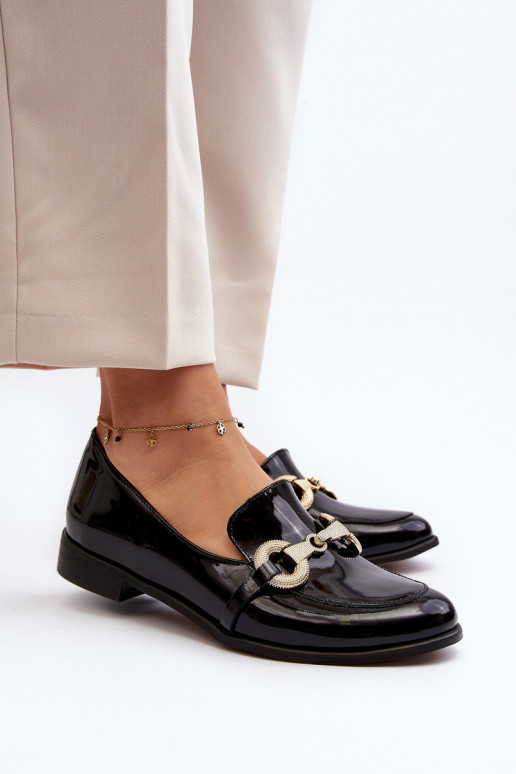 Zazoo 2880 Femminile Mocassini con effetto vernice con ornamenti colore nero Zazoo 2880 Femminile Mocassini con effetto vernice con ornamenti colore nero