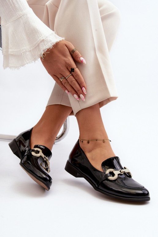 Zazoo 2880 Femminile Mocassini con effetto vernice con ornamenti colore nero Zazoo 2880 Femminile Mocassini con effetto vernice con ornamenti colore nero