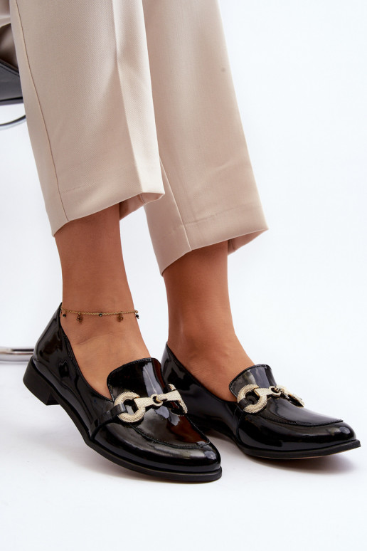 Zazoo 2880 Femminile Mocassini con effetto vernice con ornamenti colore nero Zazoo 2880 Femminile Mocassini con effetto vernice con ornamenti colore nero