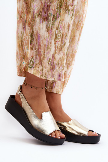 Zazoo 2893 sandali in pelle da donna con suola spessa, color oro 2
