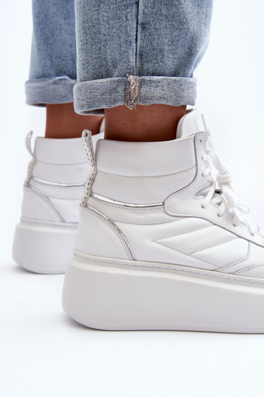 Zazoo 3392/X Femminile Pelle scarpe da ginnastica con una piattaforma Colore bianco