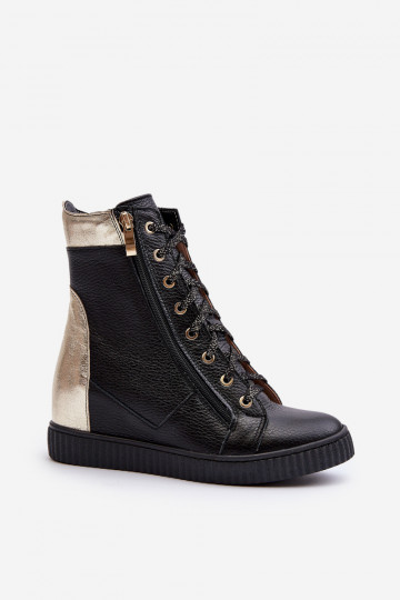 Zazoo 3081 Pelle Scarpe per il tempo libero Su un cuneo colore nero