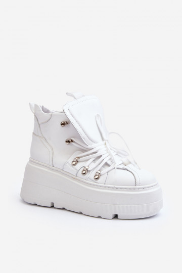 Scarpe sportive in pelle da donna Zazoo 3416 bianche