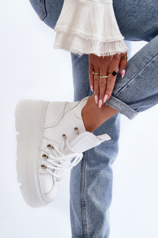 Zazoo 3416 Pelle Femminile scarpe da ginnastica Colore bianco