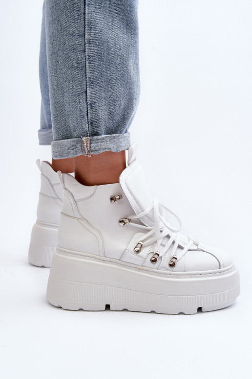 Zazoo 3416 Pelle Femminile scarpe da ginnastica Colore bianco