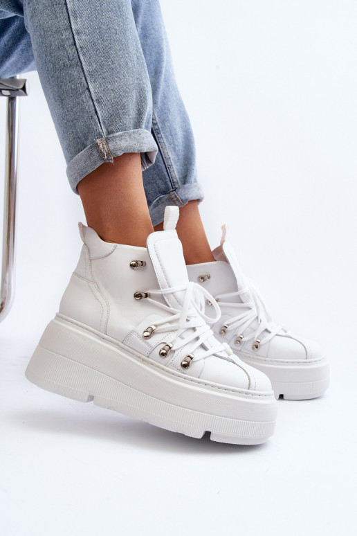 Zazoo 3416 Pelle Femminile scarpe da ginnastica Colore bianco