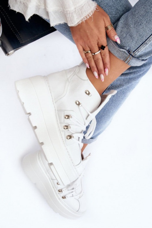 Zazoo 3416 Pelle Femminile scarpe da ginnastica Colore bianco