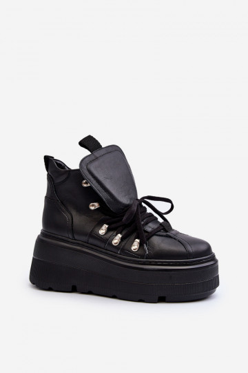 Scarpe sportive in pelle da donna Zazoo 3416 nere