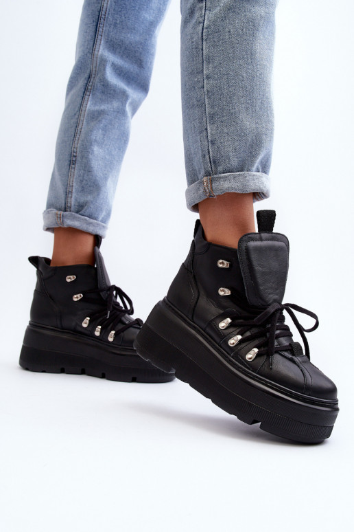 Zazoo 3416 Pelle Femminile scarpe da ginnastica colore nero