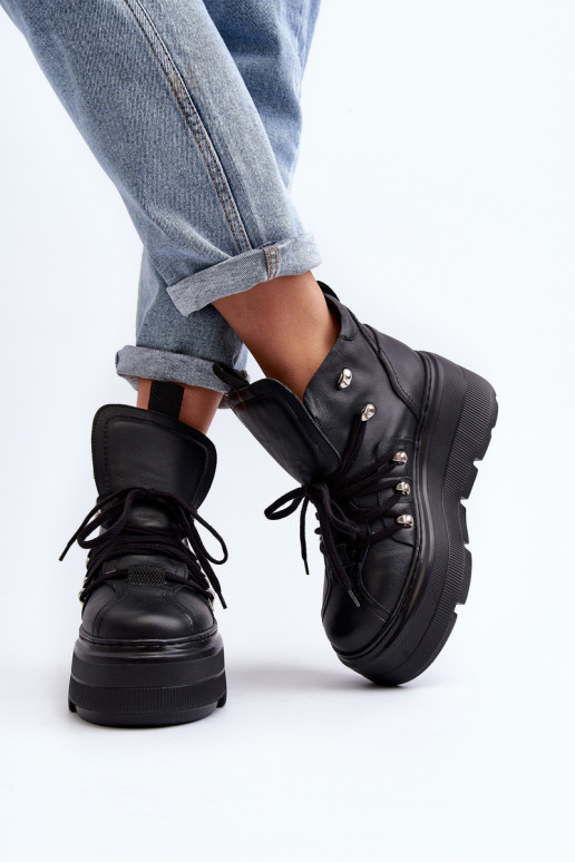 Zazoo 3416 Pelle Femminile scarpe da ginnastica colore nero