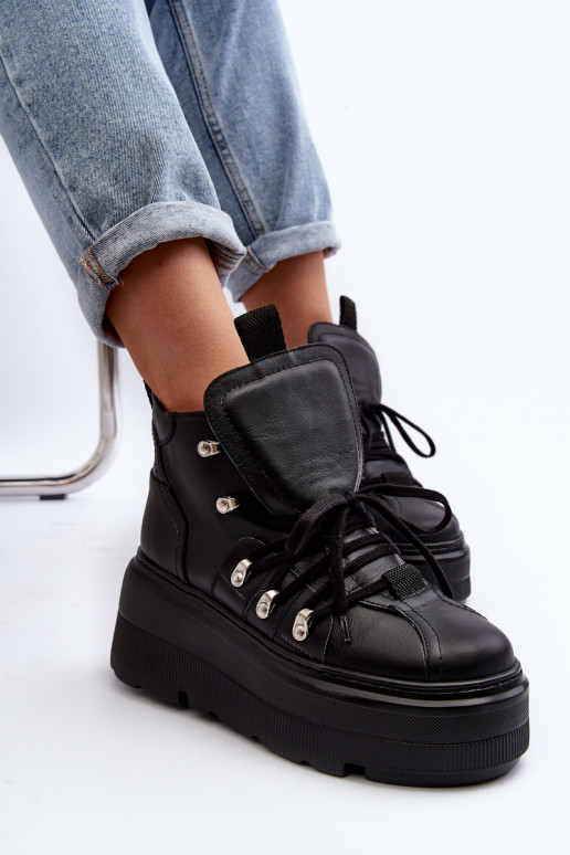 Zazoo 3416 Pelle Femminile scarpe da ginnastica colore nero