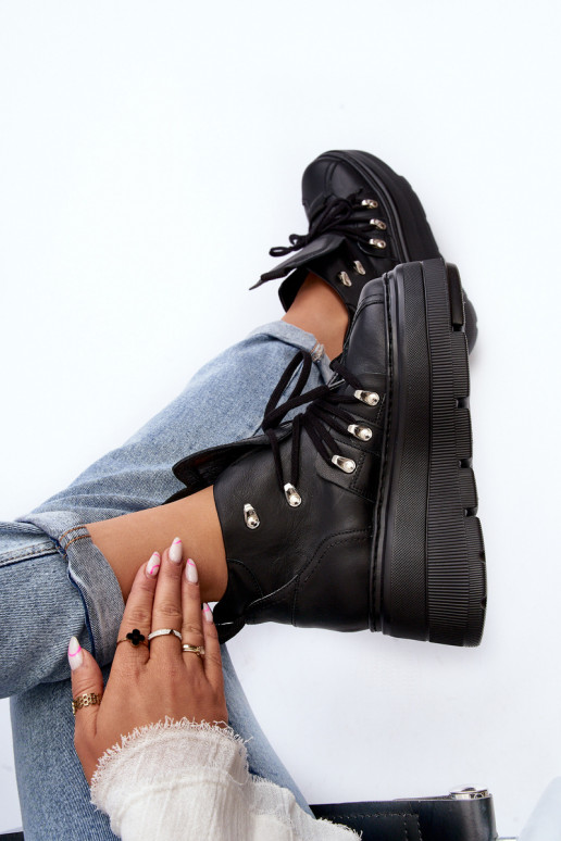 Zazoo 3416 Pelle Femminile scarpe da ginnastica colore nero