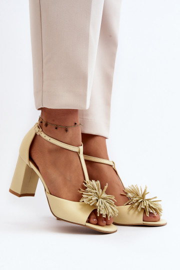 sandali Pelle con i tacchi con ornamenti Laura Messi 2758 beige 2