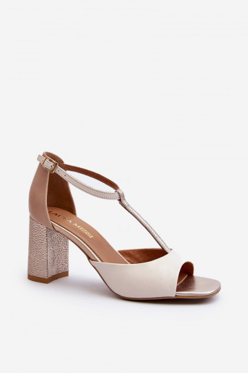 Sandali da donna con tacco Laura Messi 2759 color sabbia