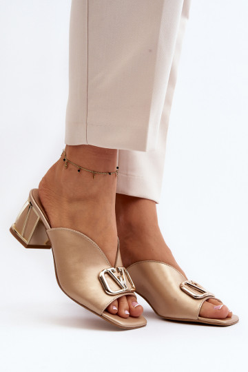 Stile elegante Pantofole da donna con i tacchi Laura Messi 2771 colore dorato 2