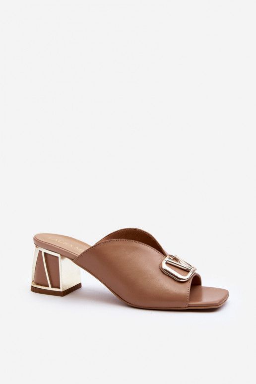 Stile elegante Pantofole da donna con i tacchi Laura Messi 2771 beige Stile elegante Pantofole da donna con i tacchi Laura Messi 2771 beige