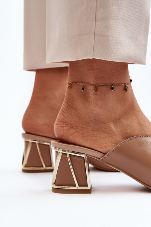 Stile elegante Pantofole da donna con i tacchi Laura Messi 2771 beige Stile elegante Pantofole da donna con i tacchi Laura Messi 2771 beige