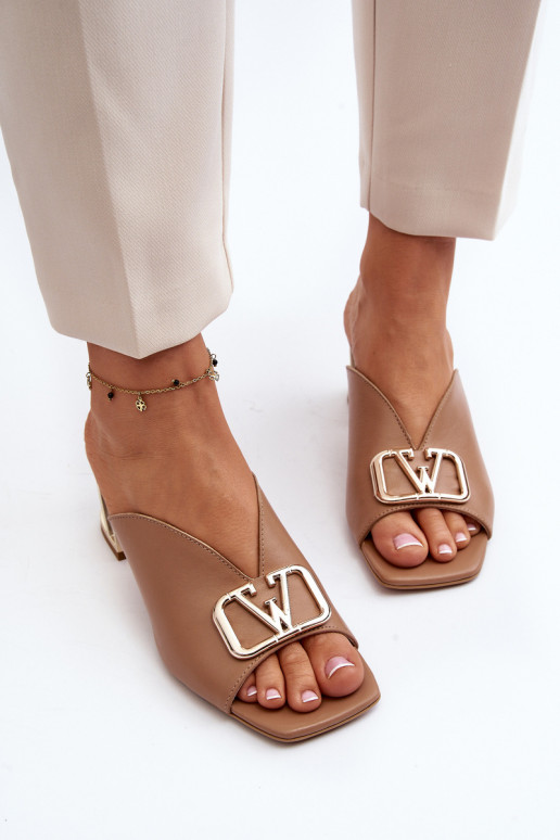 Stile elegante Pantofole da donna con i tacchi Laura Messi 2771 beige Stile elegante Pantofole da donna con i tacchi Laura Messi 2771 beige