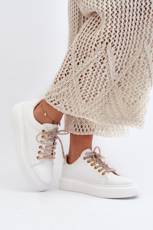 Pelle Femminile scarpe da ginnastica CheBello 4362 Colore bianco