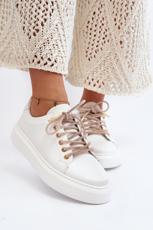 Pelle Femminile scarpe da ginnastica CheBello 4362 Colore bianco