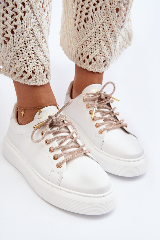 Pelle Femminile scarpe da ginnastica CheBello 4362 Colore bianco