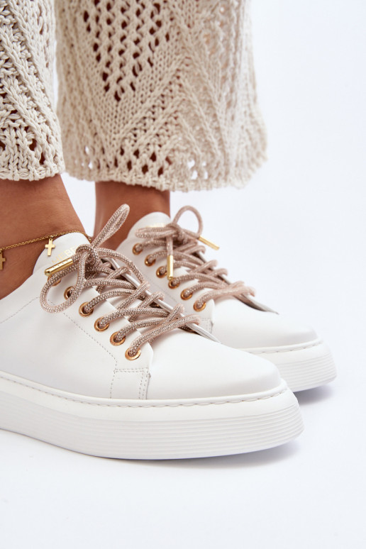 Pelle Femminile scarpe da ginnastica CheBello 4362 Colore bianco